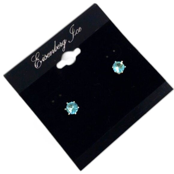 Eisenberg Ice Gold tone Sparkling Blue Crystal Stud Earrings - Women's Jewelry - Picture 1 of 8